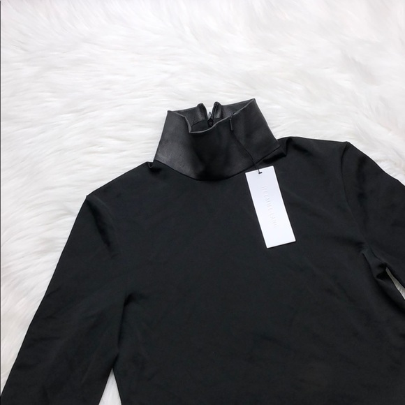 Helmut Lang Black Leather Neck Bondage Jersey Top Helmut Lang Black Leather Neck Bondage Jersey Top